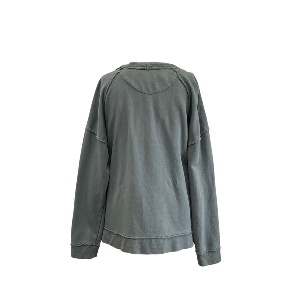 Pilcro Varsity Cardigan Long Beach Graphic Oversized Green Womens Size L Cozy - Picture 7 of 12